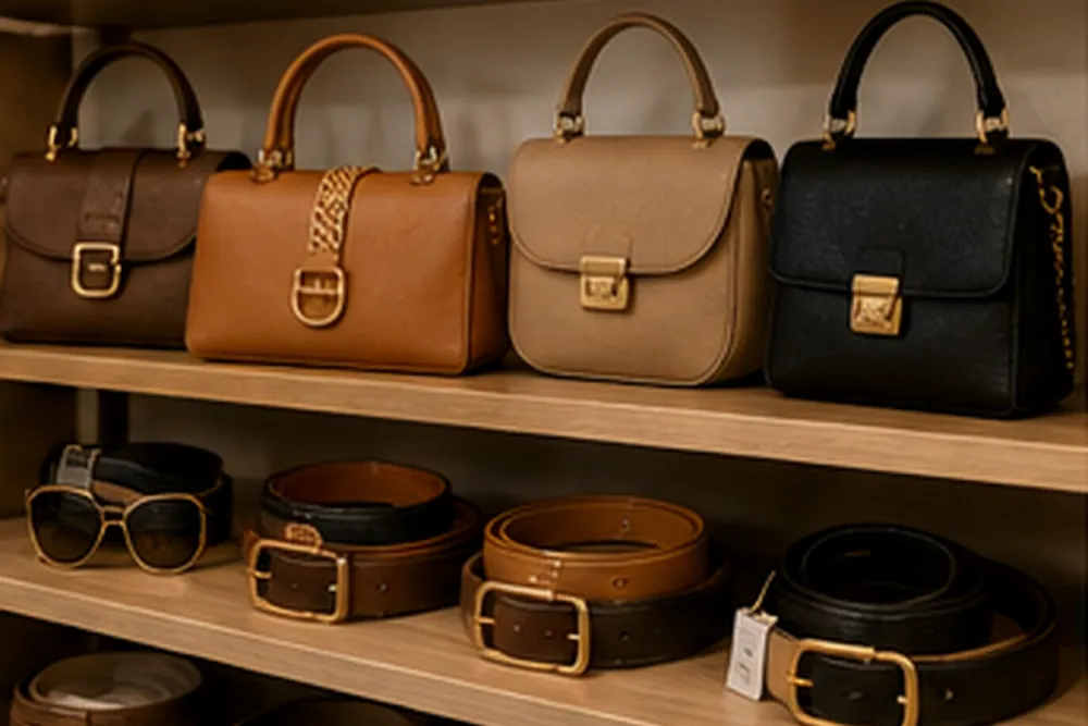 Bolsos, cinturones y lentes por categoría y color