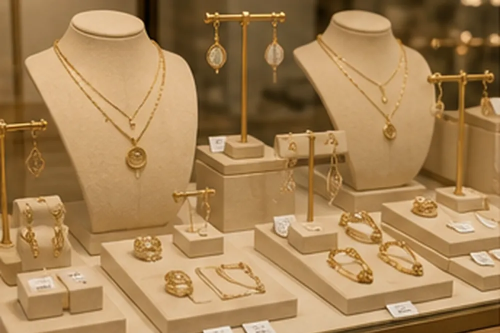 Vitrina de joyería organizada por colección